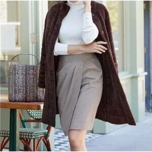 J.‎ McLaughlin Maddie Pencil Skirt Size 8 Brown Mini Houndstooth Preppy Academia